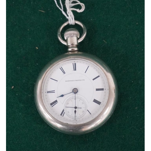 114 - Hampden 15 jewel pocket watch 1885. Lever set, good condition