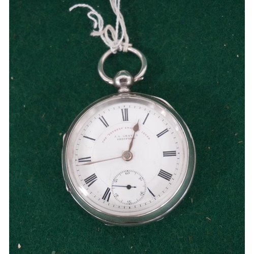 119 - J.G Graves English lever pocket watch in sterling silver. 1883. Good condition.
