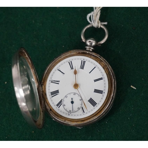 120 - Sterling silver Swiss made key wind pocket watch. 1901. 15 Jewel, good condition