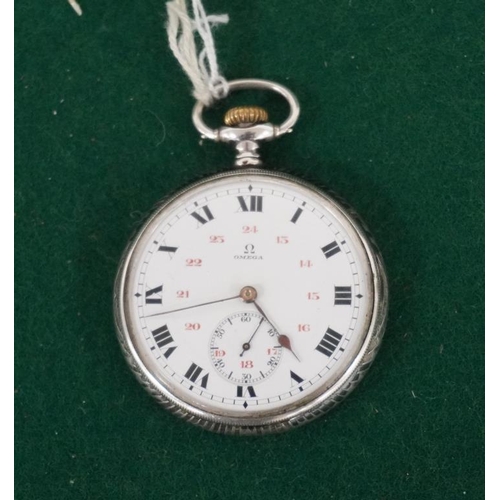 121 - Omega Slimline pocket watch. Rare in Niello case. Believed 1910.