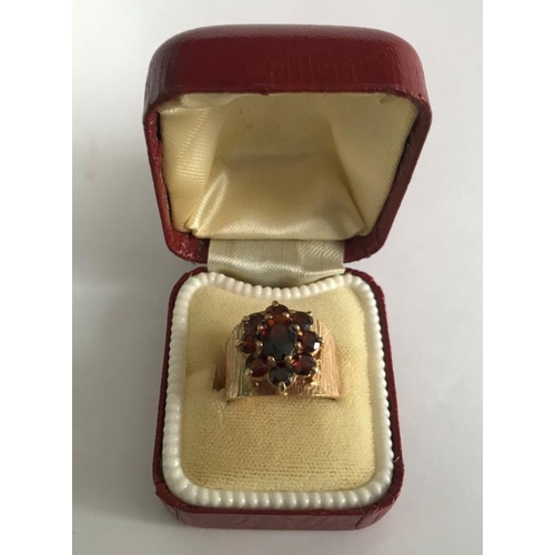 257 - 9ct Garnet cluster ring