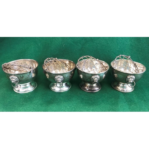 266 - Set of 4 HM silver rose bowls