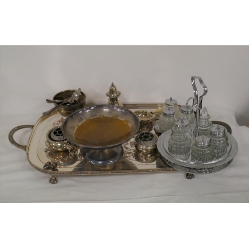 279 - Large quantity of assorted silver plate tableware on large silver plate tray