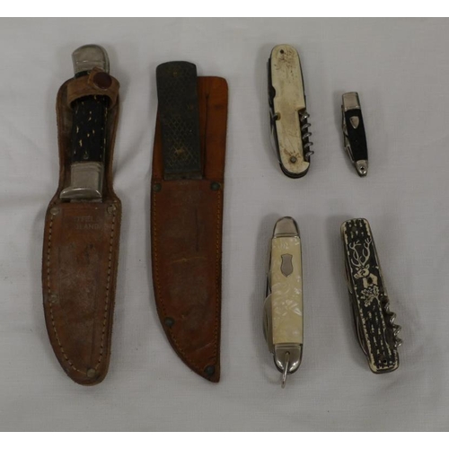 280 - 6 Assorted pocket knives including vintage Hapo Austrian knife