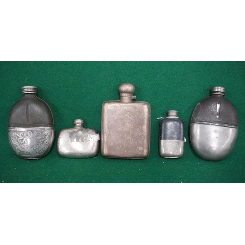 326 - Metal hip flasks some by James Dixon and Sons -5