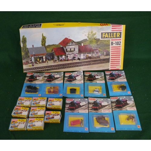 346 - Faller 1960's B102 railway station new in box and large quantity of assorted merit railway accessori... 