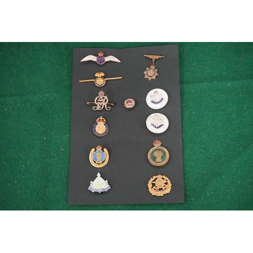 360 - 12 Various military sweetheart pins
