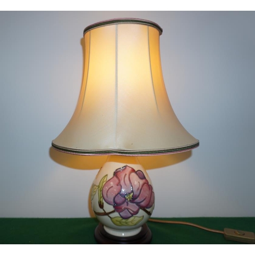 369 - Moorcroft cream peony table lamp 9x5 1/2