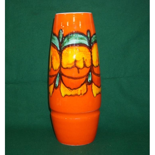377 - Poole pottery large vase, orange with abstract pattern, shape 85