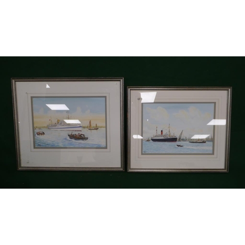 398 - 2 Original framed watercolours by Nigel Robinson of steam ship scenes