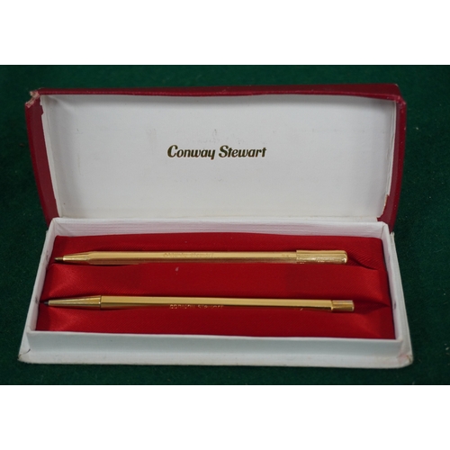 321 - Conway Stewart ballpoint pen and mechanical pencil, gold plated. Boxed