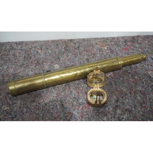 441 - Stanley brass compass and brass telescope