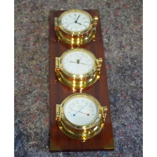 449 - Set of 3 wempe 1970's chronometerwerke including porthole clock, porthole barometer and porthole com... 