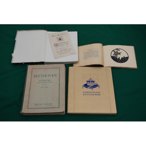 466 - Coronation souvenir book, book of Chinese paper cuts and 2 other books.