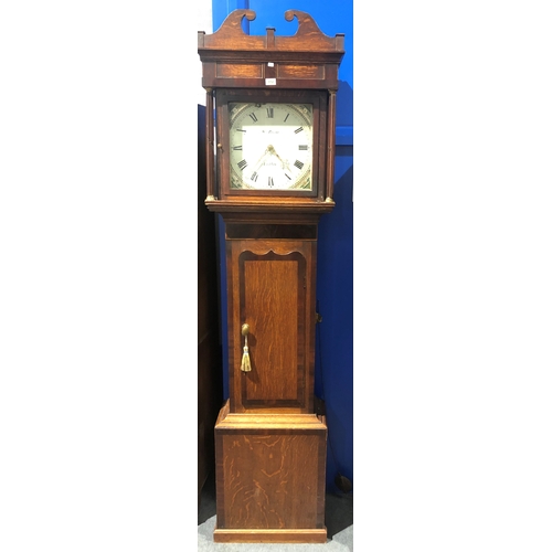 477 - Oak cased 30 hour grandfather clock by WM Payne, Ludlow