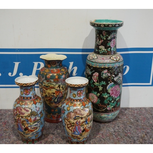 481 - 4 Large Oriental vases. All A/F