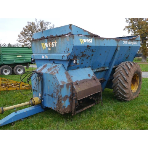 1016 - West 2000 dual muck spreader. New brakes and wheel bearings. Used this year. Off farm