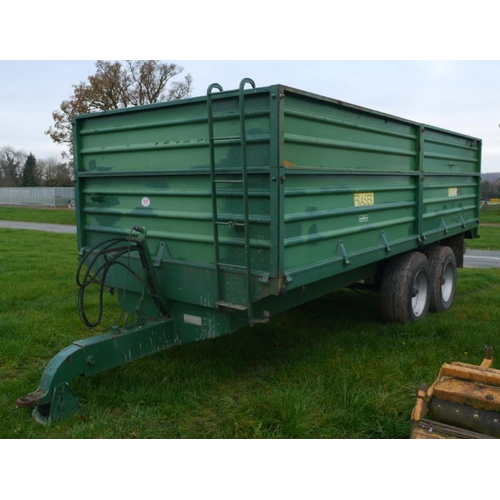 1019 - Fraser twin axle F160 dropside grain tipping trailer. 1990, 14 ton, clean bed c/w spare wheel +VAT