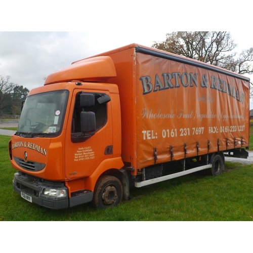 1030 - Renault 180 curtainside lorry. 2011. Starts and runs. New battery, damage to window. 4764cc. Reg. PO... 