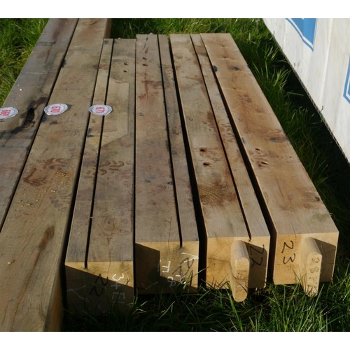 671 - Oak beams, machined 1.95M 150x150 -4 +VAT