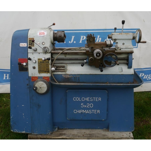 806 - Colchester 5X20 Chipmaster lathe. Multi disc clutch, recent service, in working order, 3 phase