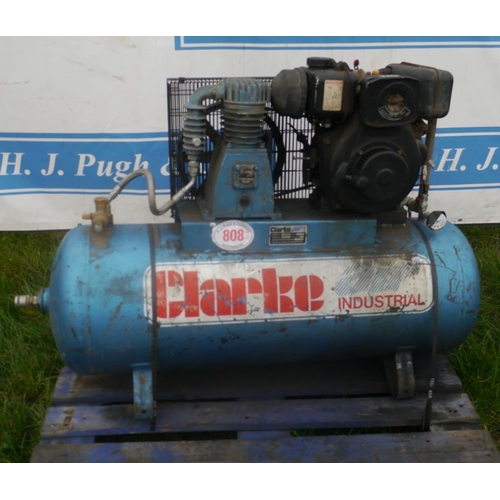 808 - Clarke industrial diesel air compressor. 2007. 150L. Model. SE16C15 SN. 67254