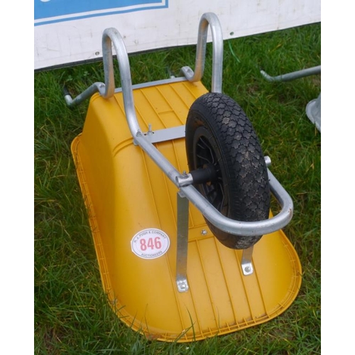 846 - Yellow plastic wheelbarrow +VAT