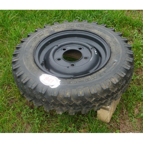 941 - Wheel and tyre 600-16 +VAT