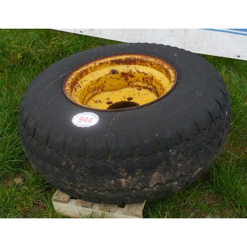 944 - Ransome plough wheel and tyre 15.0/70-18 +VAT