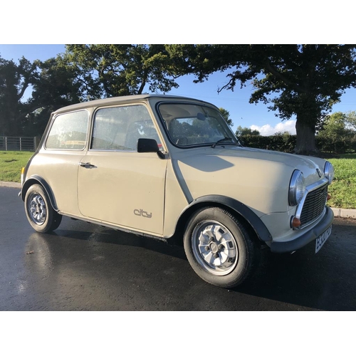 167 - Austin Mini 1000 City E 2 door saloon car. 1985, 998cc, petrol, showing 35,000miles. Chassis No. SAX... 