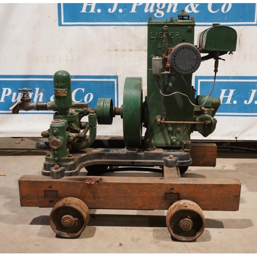 187 - Lister D stationary engine. SN. 101216 with water pump on trolley