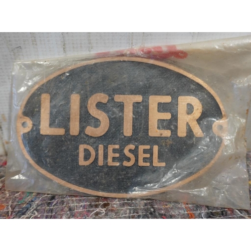 259 - Lister diesel brass sign in original Lister packaging