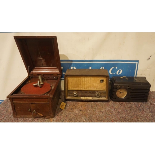 393 - 2 Philips vintage radios and The Dulceola Record player