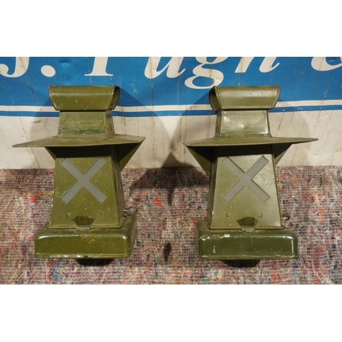 542 - Pair of WWII military oil lamps