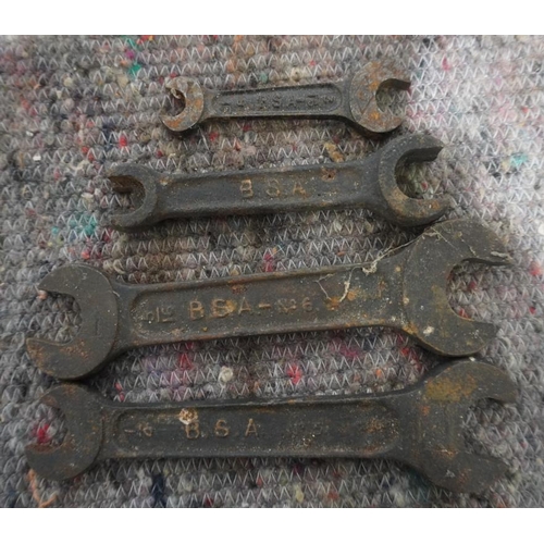 554 - Assorted bicycle spares including Thrapex apex inflator, BSA No.5, 6 and 2 other BSA spanners etc +V... 