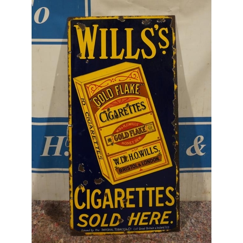 610 - Enamel sign- Wills Gold Flake cigarettes sold here 36