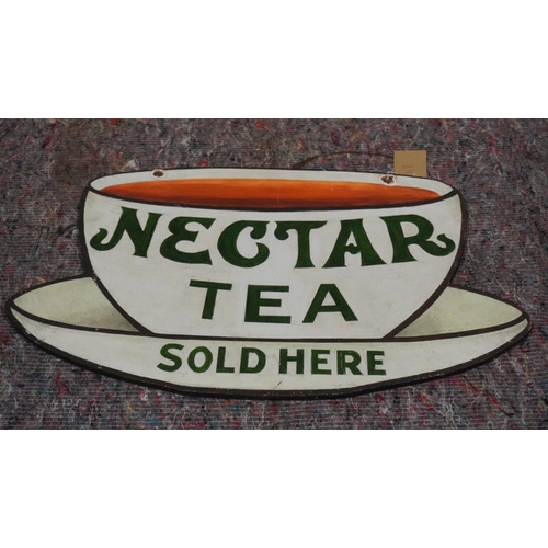 613 - Chipboard sign, Nectar Tea, max 25 1/2 x 16