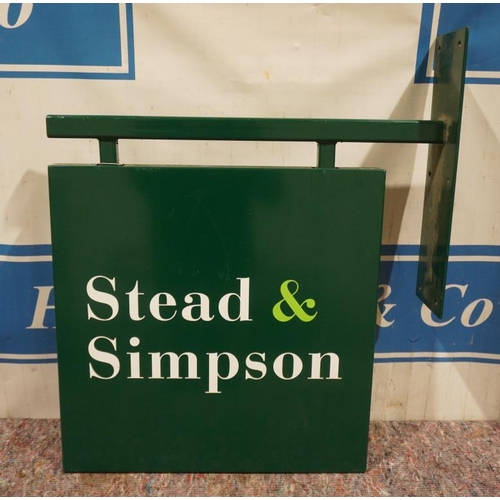 618 - Double sided sign with wall bracket, Stead and Simpson