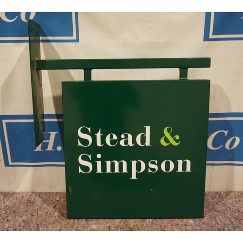 618 - Double sided sign with wall bracket, Stead and Simpson