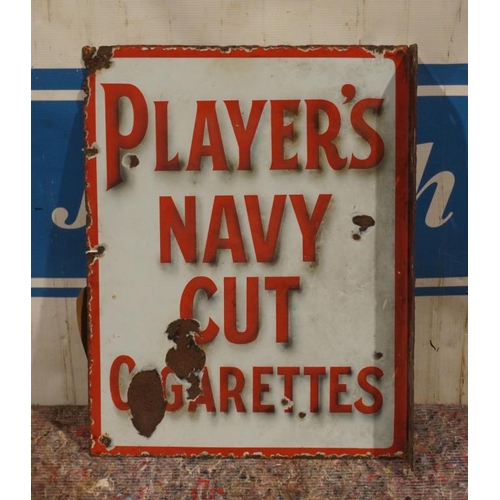 630 - Enamel double sided sign, Players Navy Cut and Players Navy mixture 18x14