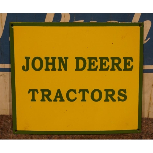 638 - Modern enamel sign, John Deere tractors 14x12