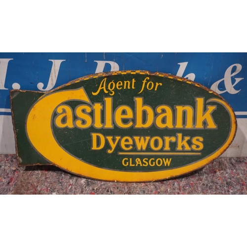 641 - Enamel double sided sign, Castlebank Dyeworks 25 1/2 x13