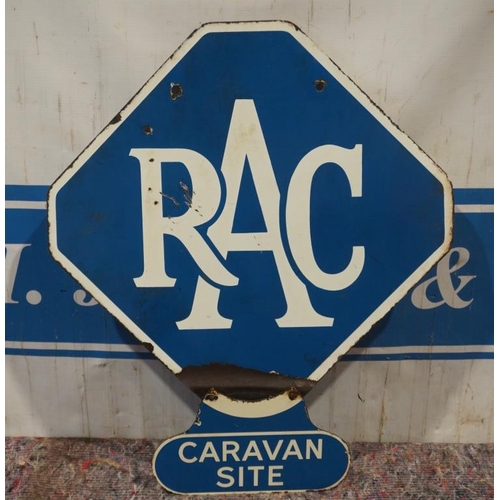 649 - Enamel double sided sign, RAC Caravan Site