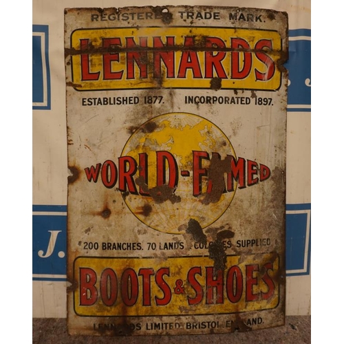 659 - Enamel sign, Lennards Boots and Shoes 42 1/2x30