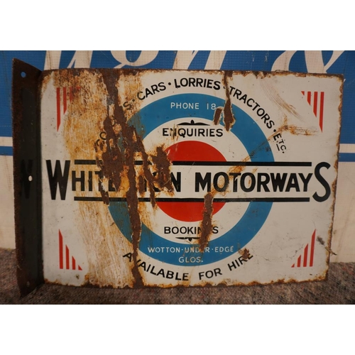 662 - Double sided enamel sign, White Lion Motorways 14x10