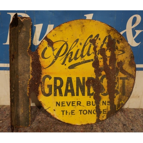 663 - Enamel post mounted sign, Phillips Grand Cut and Smoke BDV double sided 13