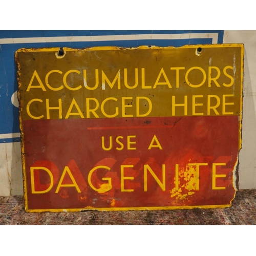 671 - Double sided enamel sign- Dagenite 15x20