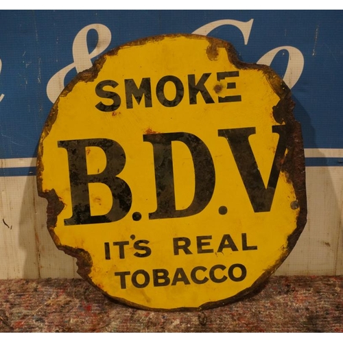 672 - Double sided circular enamel sign- Phillips Grand Cut and Smoke BDV 13