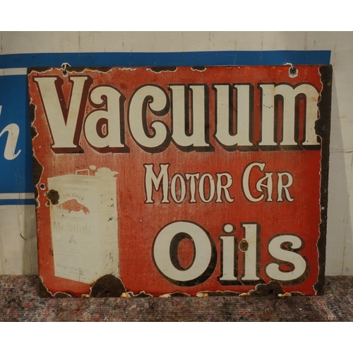 673 - Double sided enamel sign- Vacuum Motor Oils 20x16