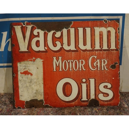 673 - Double sided enamel sign- Vacuum Motor Oils 20x16